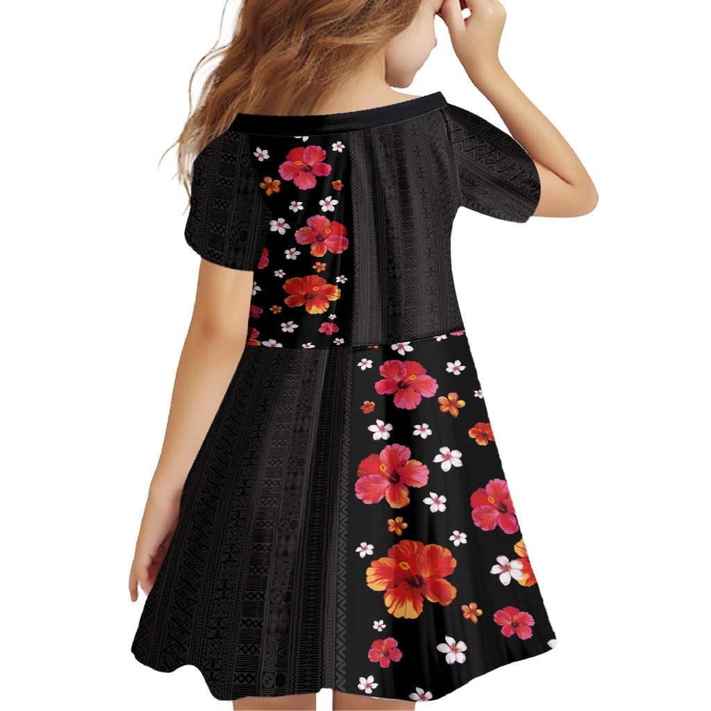 Hawaii Hibiscus and Plumeria Flowers Family Matching Summer Maxi Dress and Hawaiian Shirt Tapa Tribal Pattern Half Style Colorful Mode LT03 - Polynesian Pride