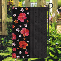 Hawaii Hibiscus and Plumeria Flowers Garden Flag Tapa Tribal Pattern Half Style Colorful Mode