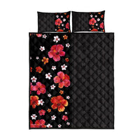 Hawaii Hibiscus and Plumeria Flowers Quilt Bed Set Tapa Tribal Pattern Half Style Colorful Mode LT03 - Polynesian Pride