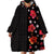 Hawaii Hibiscus and Plumeria Flowers Wearable Blanket Hoodie Tapa Tribal Pattern Half Style Colorful Mode