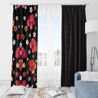 Hawaii Hibiscus and Plumeria Flowers Window Curtain Tapa Tribal Pattern Half Style Colorful Mode