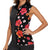 Hawaii Hibiscus and Plumeria Flowers Women Sleeveless Polo Shirt Tapa Tribal Pattern Half Style Colorful Mode