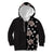 Hawaii Hibiscus and Plumeria Flowers Kid Hoodie Tapa Tribal Pattern Half Style Grayscale Mode