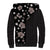 Hawaii Hibiscus and Plumeria Flowers Sherpa Hoodie Tapa Tribal Pattern Half Style Grayscale Mode