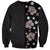 Hawaii Hibiscus and Plumeria Flowers Sweatshirt Tapa Tribal Pattern Half Style Grayscale Mode