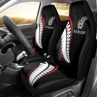 New Zealand Rugby Car Seat Cover Sporty Silver Fern Shape with Maori Tattoos - Polynesian Pride
