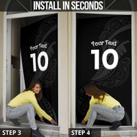 New Zealand Rugby Custom Door Cover Sporty Silver Fern Shape with Maori Tattoos - Polynesian Pride