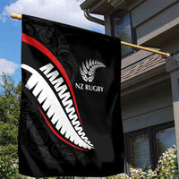 New Zealand Rugby Garden Flag Sporty Silver Fern Shape with Maori Tattoos - Polynesian Pride