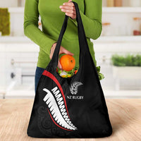 New Zealand Rugby Grocery Bag Sporty Silver Fern Shape with Maori Tattoos - Polynesian Pride