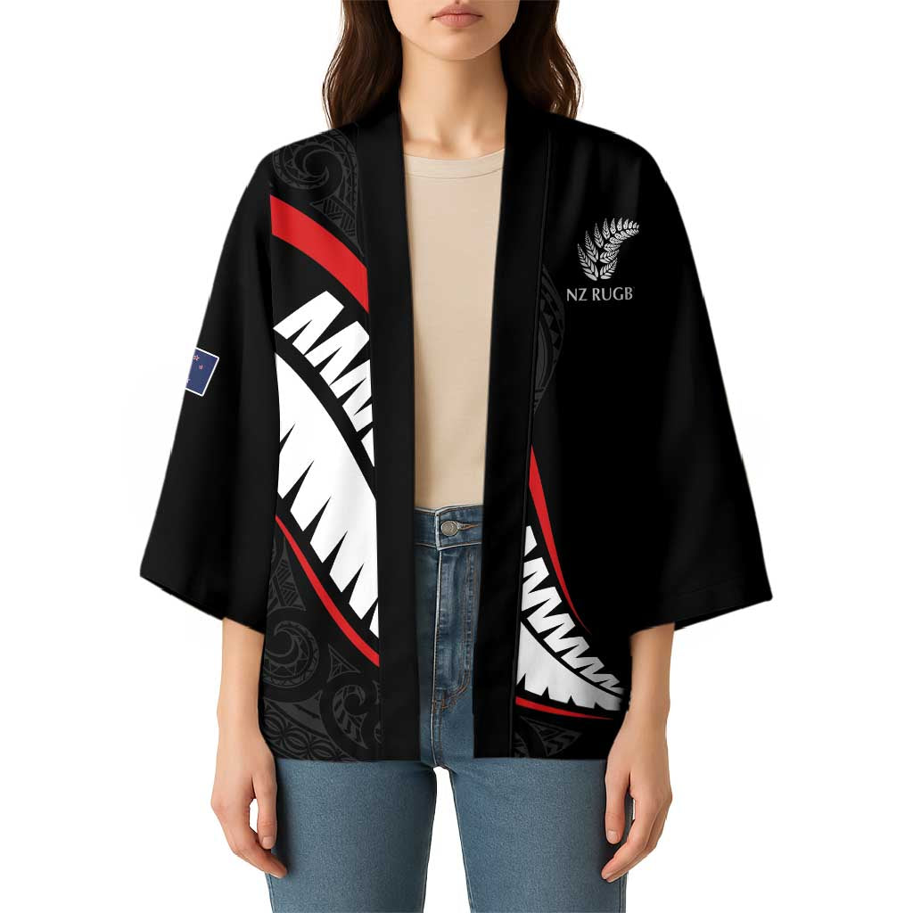 New Zealand Rugby Custom Kimono Sporty Silver Fern Shape with Maori Tattoos - Polynesian Pride