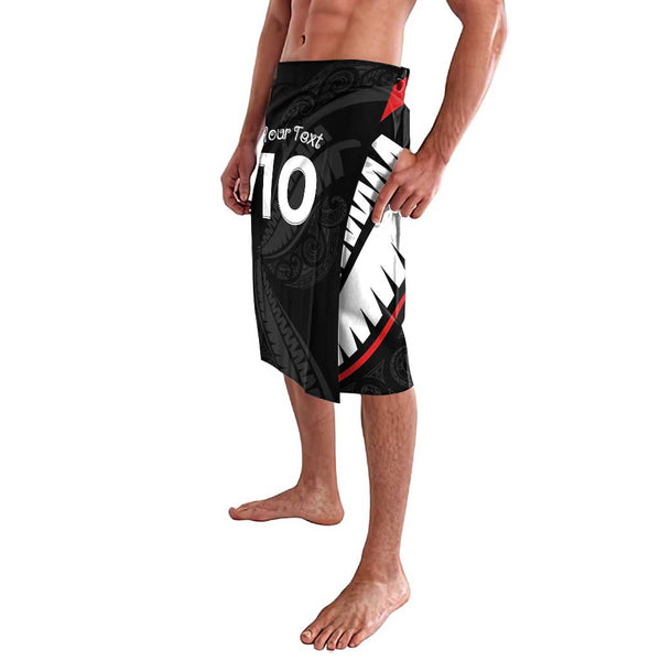 Custom New Zealand Rugby Lavalava Silver Fern Black NZ Maori Pattern LT13