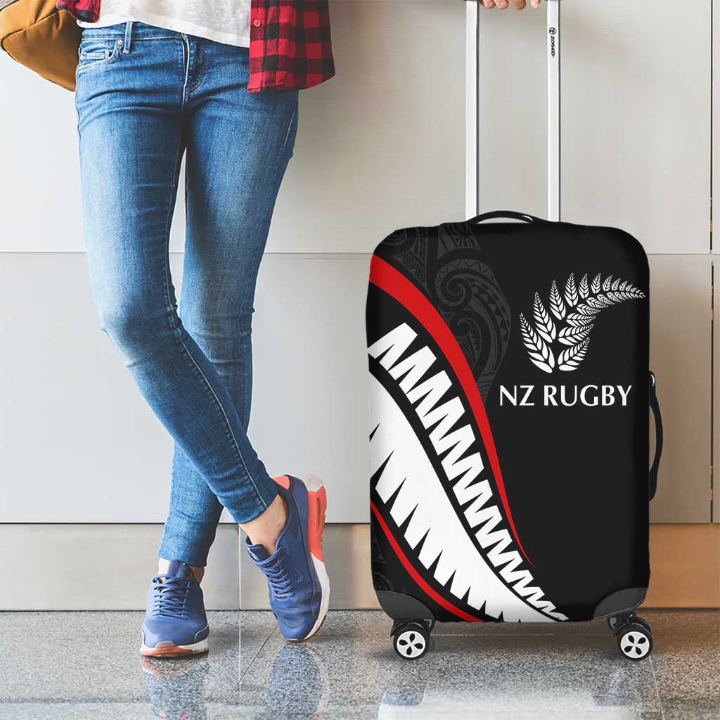 New Zealand Rugby Luggage Cover Sporty Silver Fern Shape with Maori Tattoos - Polynesian Pride
