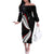 New Zealand Rugby Custom Off The Shoulder Long Sleeve Dress Sporty Silver Fern Shape with Maori Tattoos - Polynesian Pride