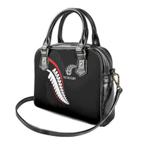 New Zealand Rugby Shoulder Handbag Sporty Silver Fern Shape with Maori Tattoos - Polynesian Pride