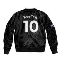 New Zealand Rugby Custom Sleeve Zip Bomber Jacket Sporty Silver Fern Shape with Maori Tattoos - Polynesian Pride