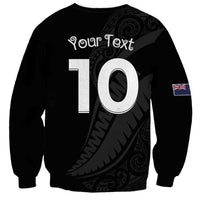 New Zealand Rugby Custom Sweatshirt Sporty Silver Fern Shape with Maori Tattoos - Polynesian Pride