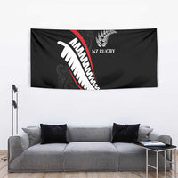 New Zealand Rugby Tapestry Sporty Silver Fern Shape with Maori Tattoos - Polynesian Pride