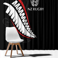 New Zealand Rugby Window Curtain Sporty Silver Fern Shape with Maori Tattoos - Polynesian Pride