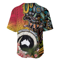 Vanuatu and Australia Together Baseball Jersey Kangaroo with Pig Tusk Indigenous Pattern LT03 - Polynesian Pride