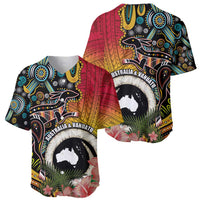 Vanuatu and Australia Together Baseball Jersey Kangaroo with Pig Tusk Indigenous Pattern LT03 - Polynesian Pride