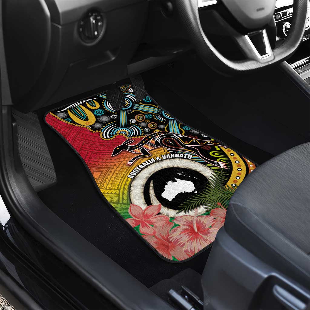 Vanuatu and Australia Together Car Mats Kangaroo with Pig Tusk Indigenous Pattern