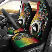 Vanuatu and Australia Together Car Seat Cover Kangaroo with Pig Tusk Indigenous Pattern