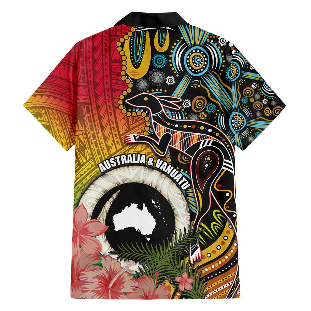 Vanuatu and Australia Together Family Matching Tank Maxi Dress and Hawaiian Shirt Kangaroo with Pig Tusk Indigenous Pattern LT03 - Polynesian Pride