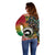 Vanuatu and Australia Together Off Shoulder Sweater Kangaroo with Pig Tusk Indigenous Pattern