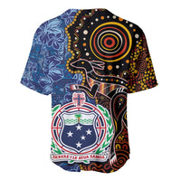 Samoa and Australia Together Baseball Jersey Kangaroo and Tribal Hibiscus Aboriginal Pattern LT03 - Polynesian Pride