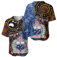 Samoa and Australia Together Baseball Jersey Kangaroo and Tribal Hibiscus Aboriginal Pattern LT03 - Polynesian Pride