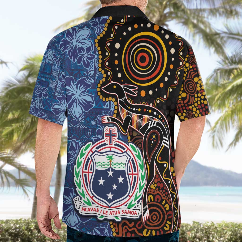 Samoa and Australia Together Hawaiian Shirt Kangaroo and Tribal Hibiscus Aboriginal Pattern