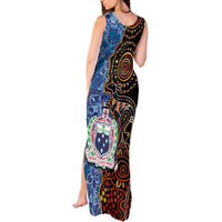 Samoa and Australia Together Tank Maxi Dress Kangaroo and Tribal Hibiscus Aboriginal Pattern LT03 - Polynesian Pride