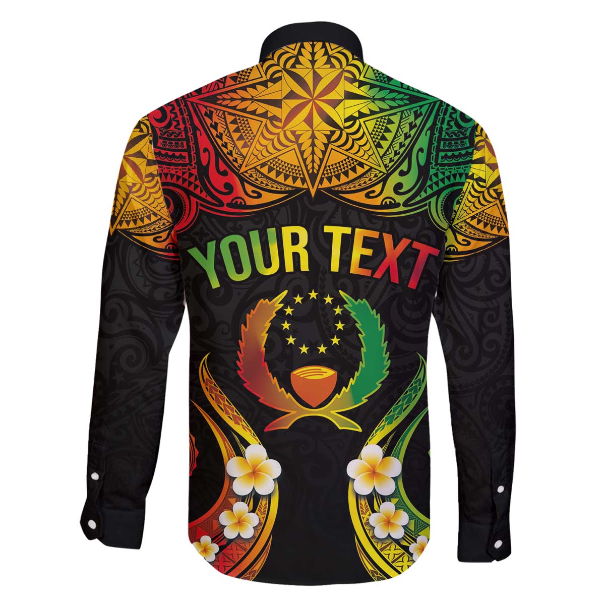 Personalised Pohnpei Independence Day Family Matching Puletasi and Hawaiian Shirt Polynesian Tattoo and Plumeria Reggae Color