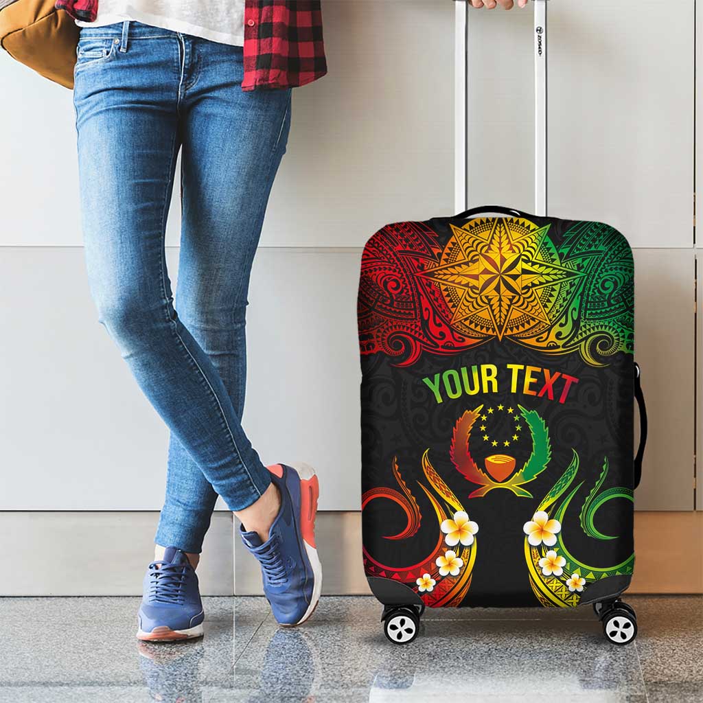 Personalised Pohnpei Independence Day Luggage Cover Polynesian Tattoo and Plumeria Reggae Color LT03 - Polynesian Pride