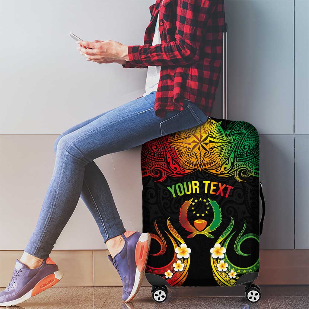 Personalised Pohnpei Independence Day Luggage Cover Polynesian Tattoo and Plumeria Reggae Color LT03 - Polynesian Pride
