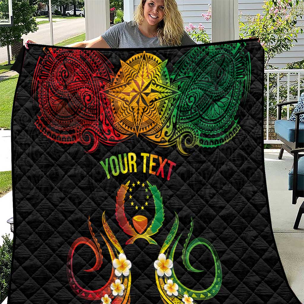 Personalised Pohnpei Independence Day Quilt Polynesian Tattoo and Plumeria Reggae Color LT03 Reggae - Polynesian Pride