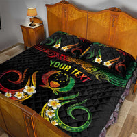 Personalised Pohnpei Independence Day Quilt Bed Set Polynesian Tattoo and Plumeria Reggae Color