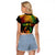 Personalised Pohnpei Independence Day Raglan Cropped T Shirt Polynesian Tattoo and Plumeria Reggae Color