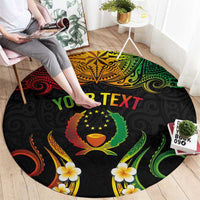 Personalised Pohnpei Independence Day Round Carpet Polynesian Tattoo and Plumeria Reggae Color