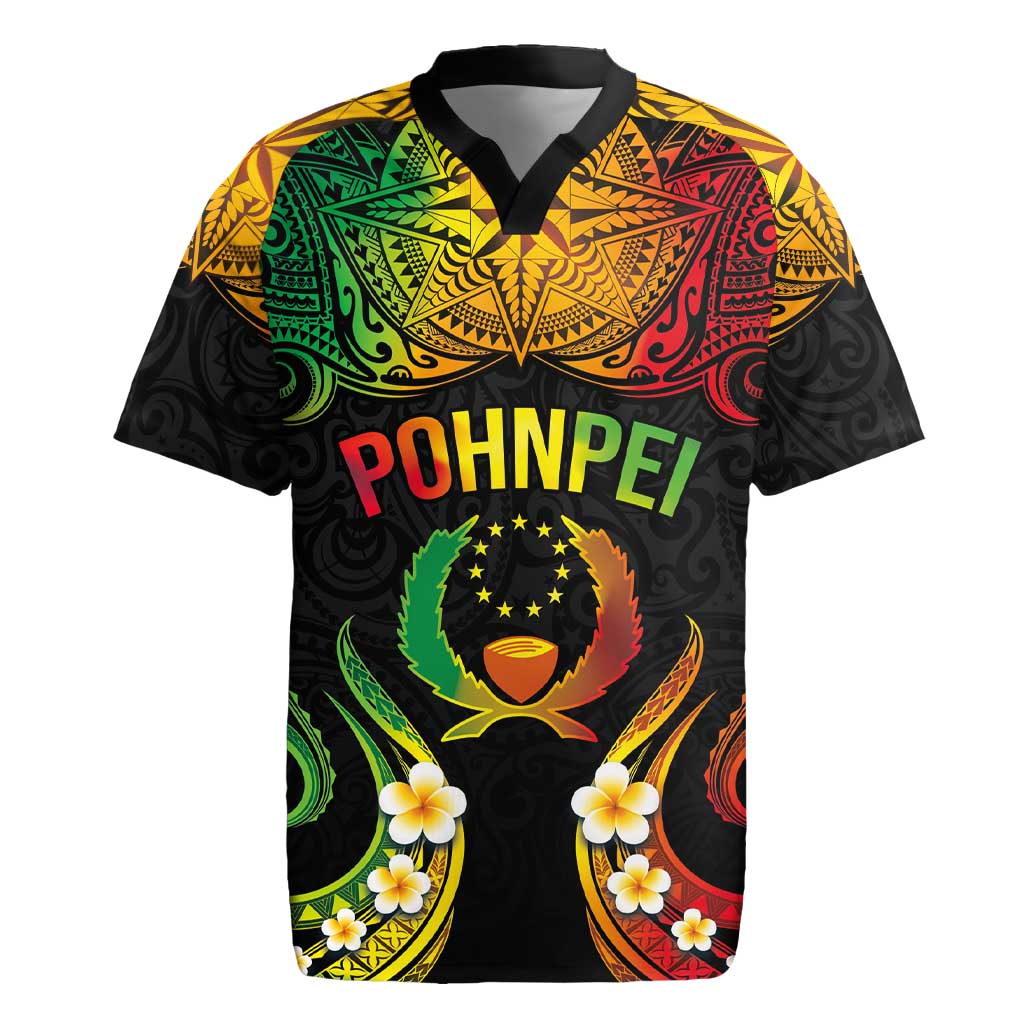 Personalised Pohnpei Independence Day Rugby Jersey Polynesian Tattoo and Plumeria Reggae Color LT03 Reggae - Polynesian Pride