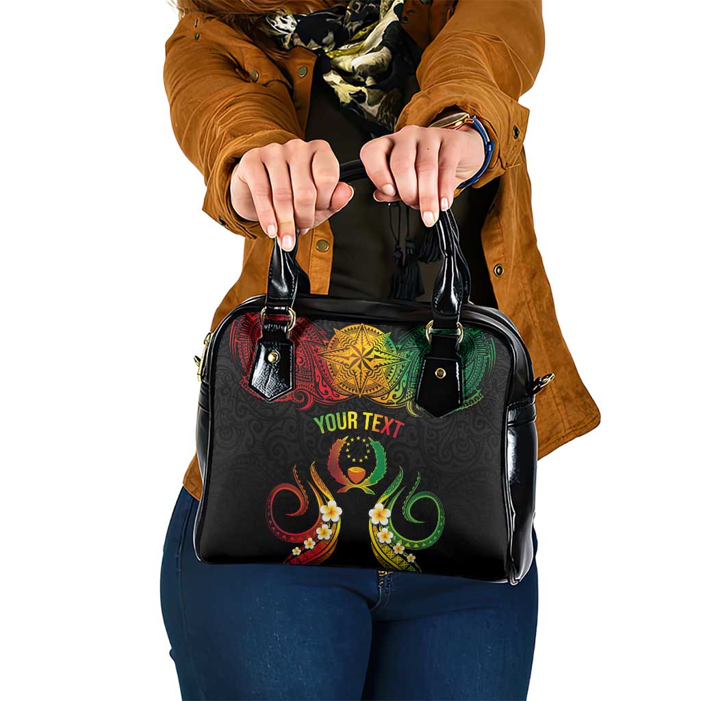 Personalised Pohnpei Independence Day Shoulder Handbag Polynesian Tattoo and Plumeria Reggae Color LT03 One Size Reggae - Polynesian Pride