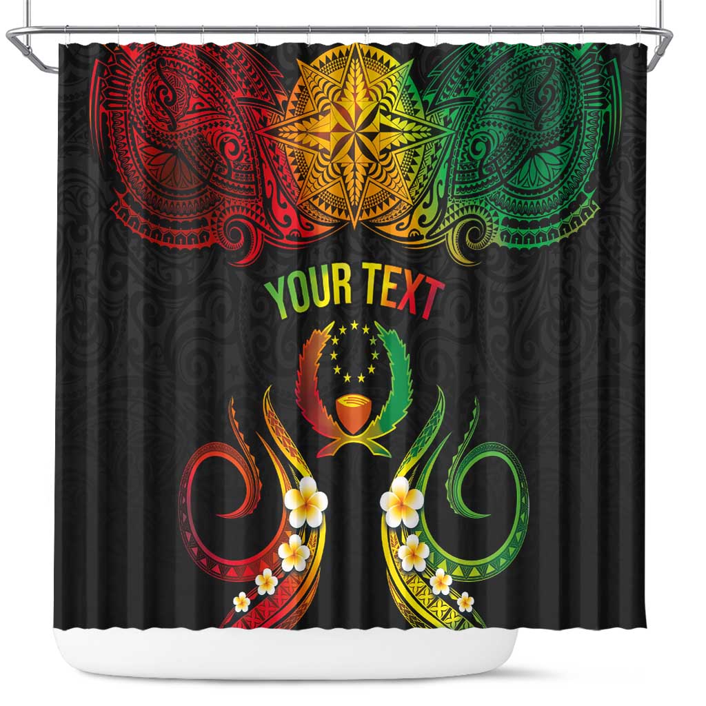 Personalised Pohnpei Independence Day Shower Curtain Polynesian Tattoo and Plumeria Reggae Color LT03 Reggae - Polynesian Pride