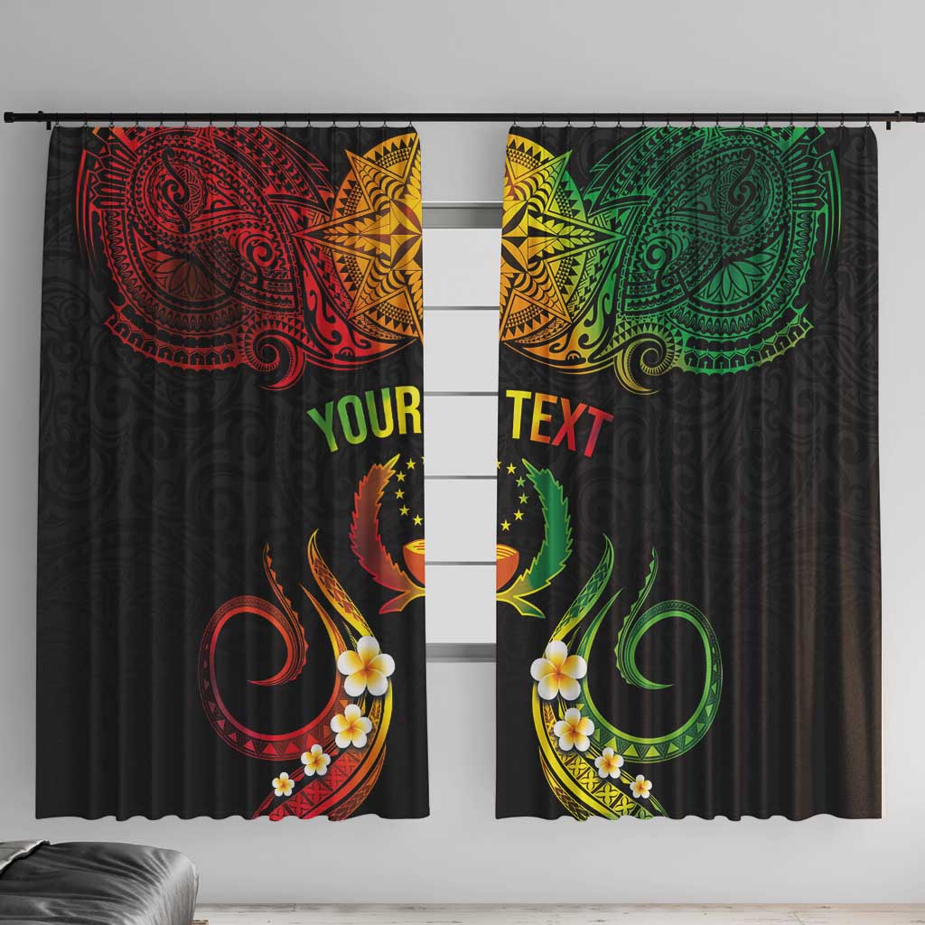 Personalised Pohnpei Independence Day Window Curtain Polynesian Tattoo and Plumeria Reggae Color LT03 With Hooks Reggae - Polynesian Pride