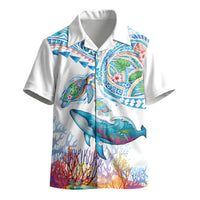 Hawaiian Turtles and Whales Kid Hawaiian Shirt Polynesian Tropical Tattoo Ocean Style