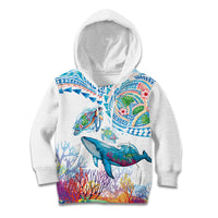 Hawaiian Turtles and Whales Kid Hoodie Polynesian Tropical Tattoo Ocean Style