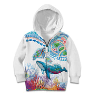 Hawaiian Turtles and Whales Kid Hoodie Polynesian Tropical Tattoo Ocean Style