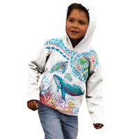 Hawaiian Turtles and Whales Kid Hoodie Polynesian Tropical Tattoo Ocean Style