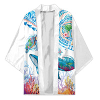 Hawaiian Turtles and Whales Kimono Polynesian Tropical Tattoo Ocean Style