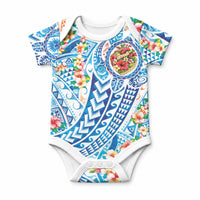 Hawaiian Turtle and Lei Baby Onesie Tribal Kakau and Tropical Plants Human Heart