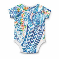 Hawaiian Turtle and Lei Baby Onesie Tribal Kakau and Tropical Plants Human Heart